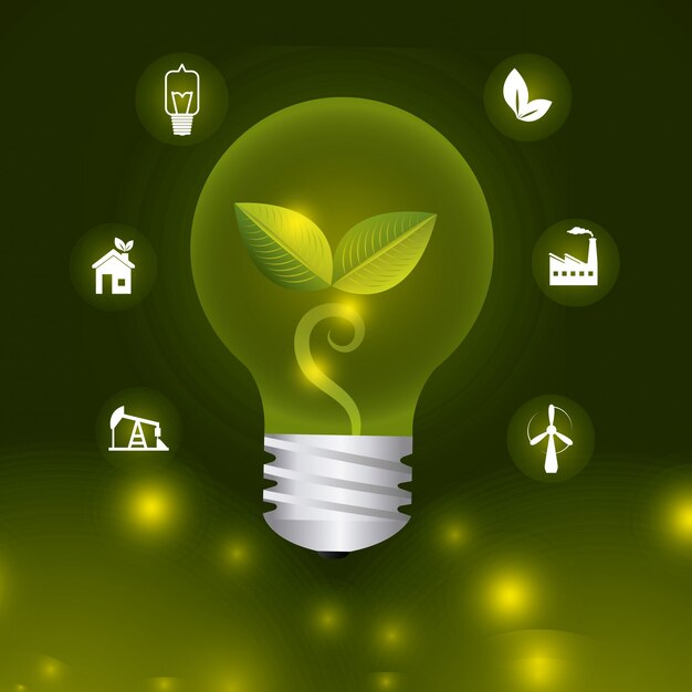 Energy Efficiency concept with icons of solar panels, light bulbs, and home insulation for myth-busting guide